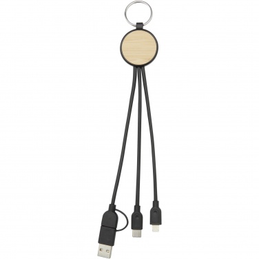 Logotrade Logogeschenke das Foto: Tecta  6-in-1 Ladekabel mit Schlüsselring aus recyceltem Kunststoff und Bambus