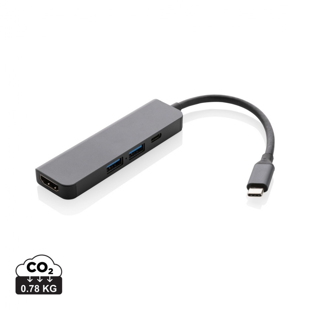 Logotrade Logogeschenke das Foto: Terra Hub aus RCS recyceltem Aluminium mit HDMI-Input