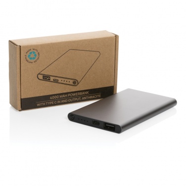 Logotrade werbemittel das Foto: 4.000mAh Type-C Powerbank aus RCS recyeltem ABS & Aluminium