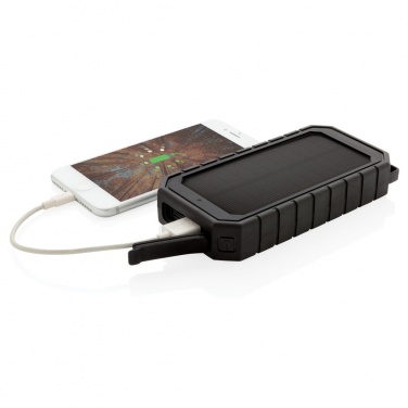 Logotrade Werbeartikel das Foto: 10.000 mAh Solar-Powerbank mit 10W Wireless aus RCS Plastik