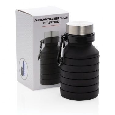 Logotrade Geschäftsgeschenke das Foto: Auslaufgeschützte faltbare Silikonflasche