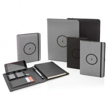 Logotrade Logogeschenke das Foto: Air 5W Wireless Charging Portfolio A4 mit 5.000mAh Powerbank
