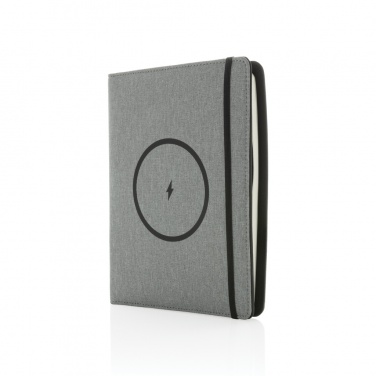 Logotrade Werbeartikel das Foto: Air 5W Wireless Charging Notizbuch A5 mit 5000 mAh Powerbank