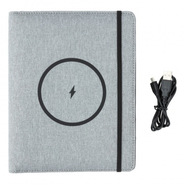 Logotrade Logogeschenke das Foto: Air 5W Wireless Charging Notizbuch A5 mit 5000 mAh Powerbank