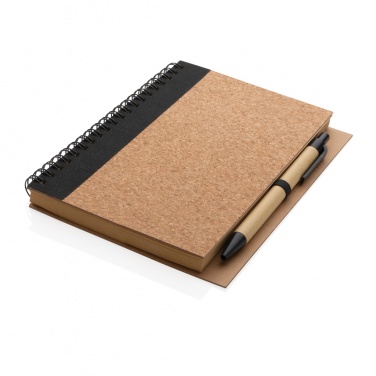 Logotrade Firmengeschenke das Foto: Kork Spiral-Notizbuch mit Stift