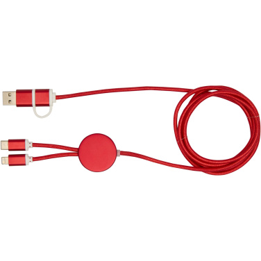 Logotrade Firmengeschenke das Foto: Alasia 150 cm 5-in-1 Kabel aus recyceltem Kunststoff für Datenübertragung und 27W Schnellladung