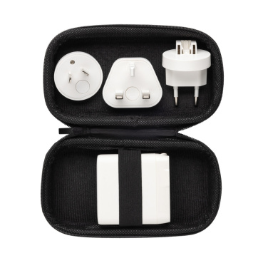 Logotrade Werbeartikel das Foto: TravelCharge Pro Reiseladegerät mit USB-C aus RCS rec. ABS