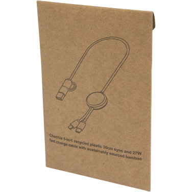 Logotrade Werbeartikel das Foto: Citala 30 cm 5-in-1 Kabel aus recyceltem Kunststoff für Datenübertragung und 27W Schnellladung