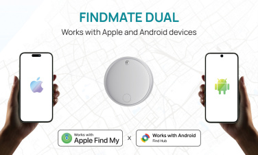 Logotrade Werbeartikel das Foto: Findmate Dual IPX5 Artikel-Finder aus RCS recyceltem ABS