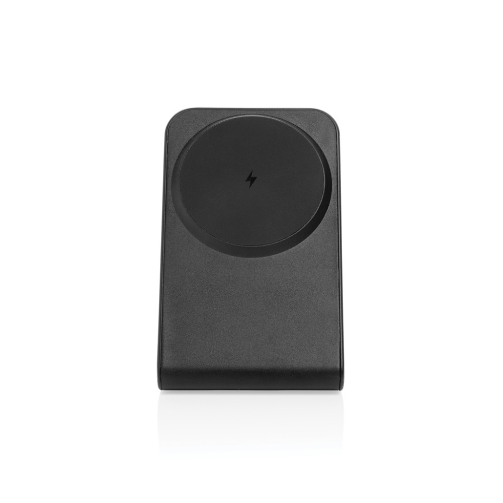 Logotrade Werbeartikel das Foto: VoltPerch 15W magnetischer Wireless Charger aus RCS rec. ABS