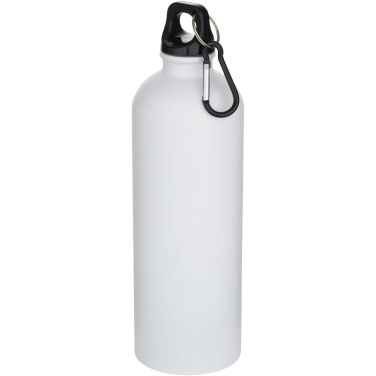 Logotrade Logogeschenke das Foto: Oregon 750 ml matte RCS-zertifizierte, einwandige Trinkflasche aus recyceltem Edelstahl mit Karabinerhaken