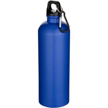 Logotrade Firmengeschenke das Foto: Oregon 750 ml matte RCS-zertifizierte, einwandige Trinkflasche aus recyceltem Edelstahl mit Karabinerhaken