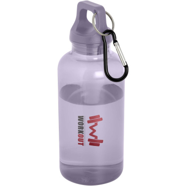 Logotrade Werbegeschenke das Foto: Oregon 400 ml RCS-zertifizierte Trinkflasche aus recyceltem Kunststoff mit Karabiner 