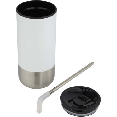 Logotrade Werbeartikel das Foto: Grayson 480 ml RCS recycelter Isolierbecher mit Trinkhalm