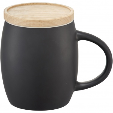 Logo trade promotional items image of: Hearth 400 ml ceramic mug with wooden coaster