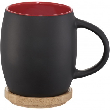 Logo trade promotional products image of: Hearth 400 ml ceramic mug with wooden coaster