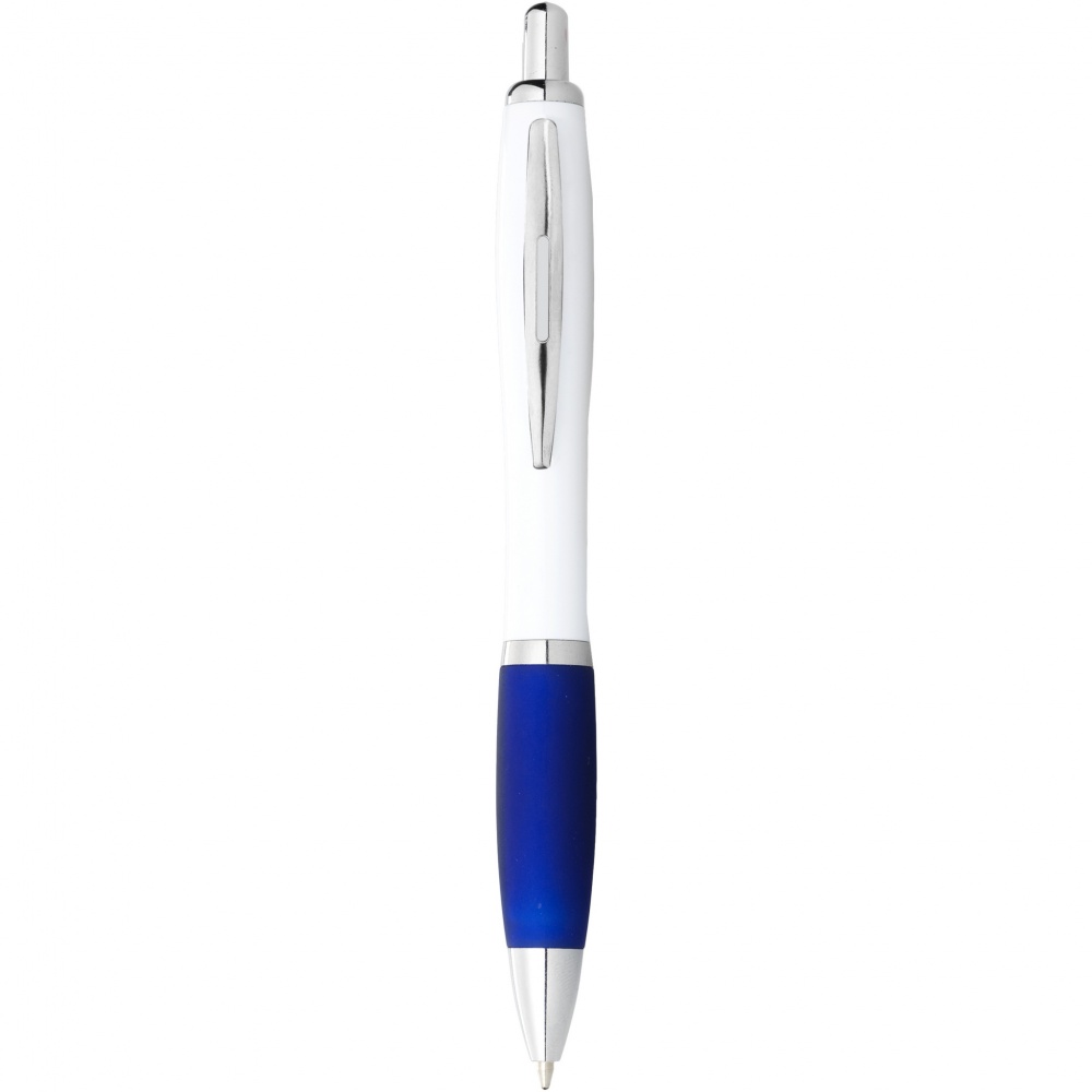 Logo trade promotional products image of: Nash ballpoint pen with white barrel and coloured grip