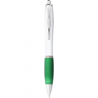 Logotrade promotional gift image of: Nash ballpoint pen with white barrel and coloured grip
