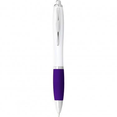 Logotrade promotional item picture of: Nash ballpoint pen with white barrel and coloured grip