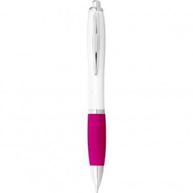 Logo trade promotional item photo of: Nash ballpoint pen with white barrel and coloured grip