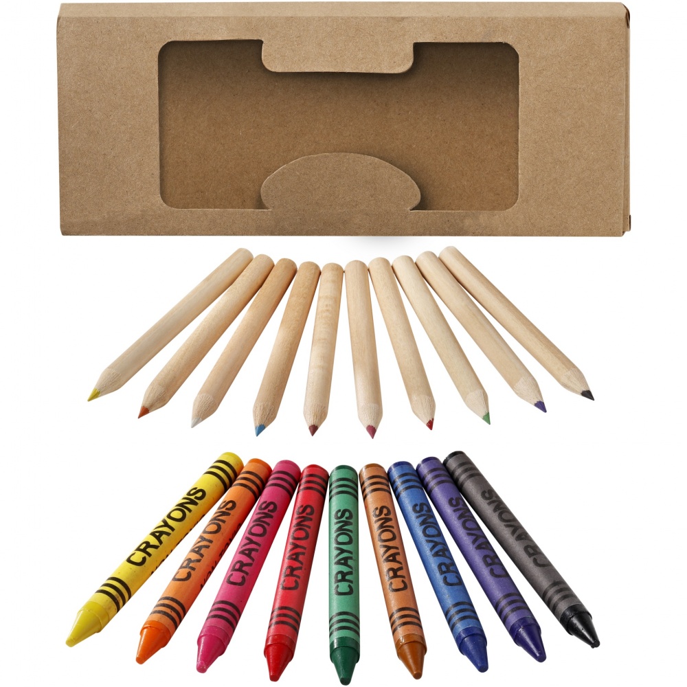 Logo trade promotional item photo of: Lucky 19-piece coloured pencil and crayon set