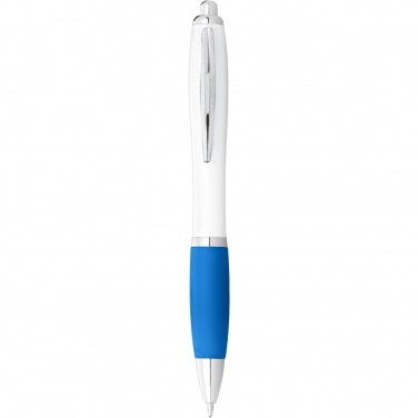 Logo trade promotional gifts image of: Nash ballpoint pen white barrel and coloured grip