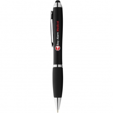 Logo trade promotional items image of: Nash coloured stylus ballpoint pen with black grip