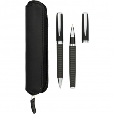 Logo trade promotional items picture of: Carbon duo pen gift set with pouch