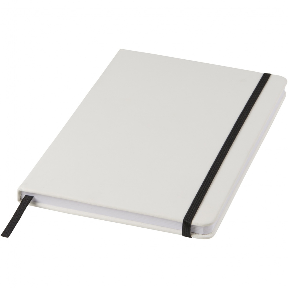 Logo trade promotional products image of: Spectrum A5 white notebook with coloured strap