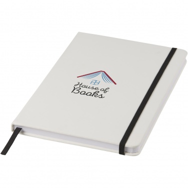 Logo trade advertising product photo of: Spectrum A5 white notebook with coloured strap