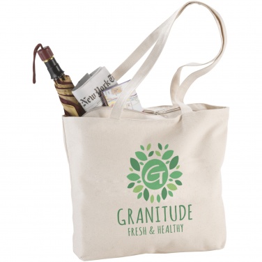 Logo trade promotional gifts image of: Ningbo 320 g/m² zippered cotton tote bag 15L