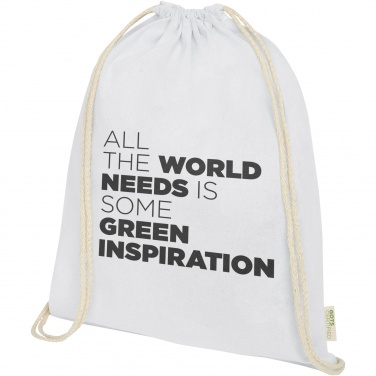 Logotrade promotional gift image of: Orissa 100 g/m² organic cotton drawstring bag 5L