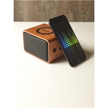 Logotrade corporate gift image of: Wooden 3W speaker with wireless charging pad