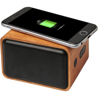 Logotrade promotional item image of: Wooden 3W speaker with wireless charging pad