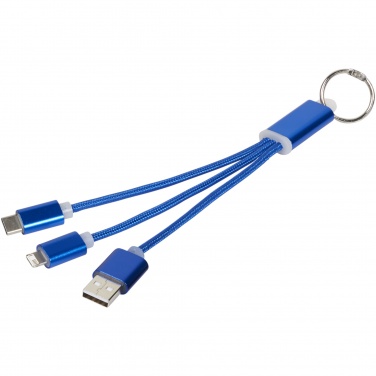 Logo trade promotional item photo of: Metal 3-in-1 charging cable with keychain