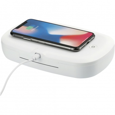 Logo trade corporate gifts image of: Capsule UV smartphone sanitizer with 5W wireless charging pad