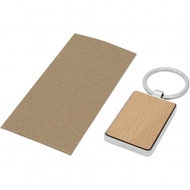Logo trade promotional merchandise photo of: Mauro beech wood rectangular keychain