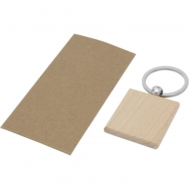 Logo trade promotional items image of: Gioia beech wood squared keychain