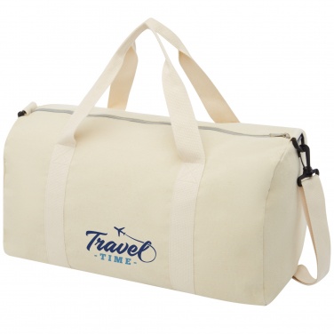 Logo trade promotional merchandise photo of: Pheebs 450 g/m² recycled cotton and polyester duffel bag 24L