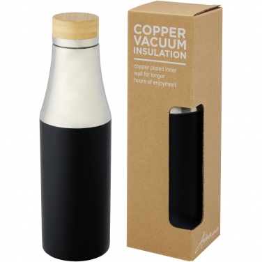 Logo trade promotional merchandise image of: Hulan 540 ml copper vacuum insulated stainless steel bottle with bamboo lid