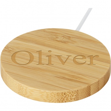 Logo trade advertising products picture of: Atra 10W bamboo magnetic wireless charging pad
