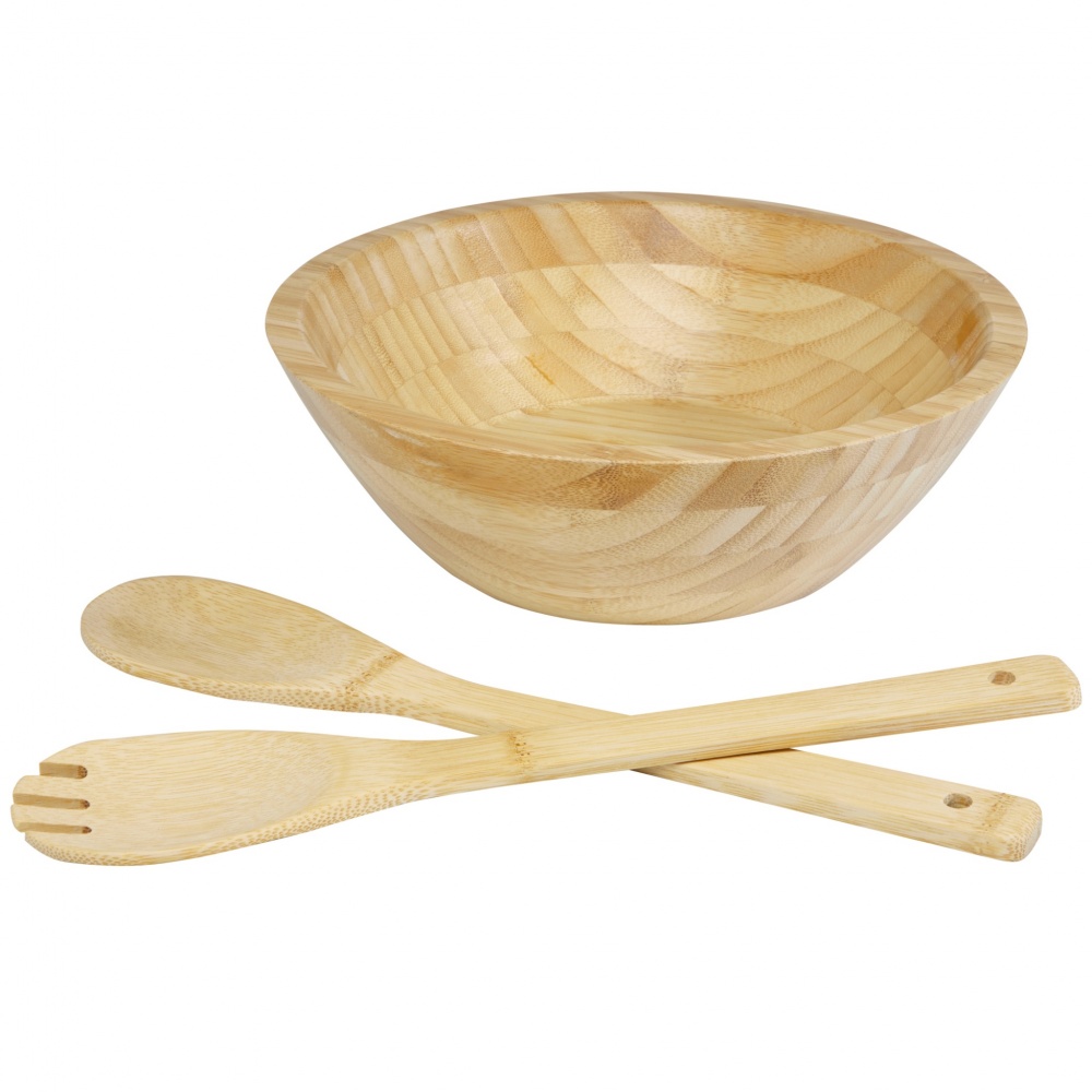 Logo trade business gifts image of: Argulls bamboo salad bowl and tools