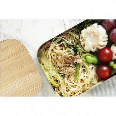 Logotrade promotional giveaway image of: Tite stainless steel lunch box with bamboo lid