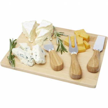 Logo trade promotional giveaways image of: Ement bamboo cheese board and tools