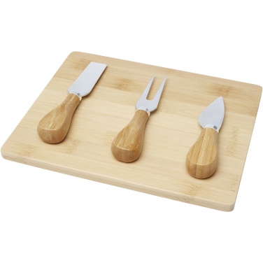 Logo trade promotional giveaway photo of: Ement bamboo cheese board and tools