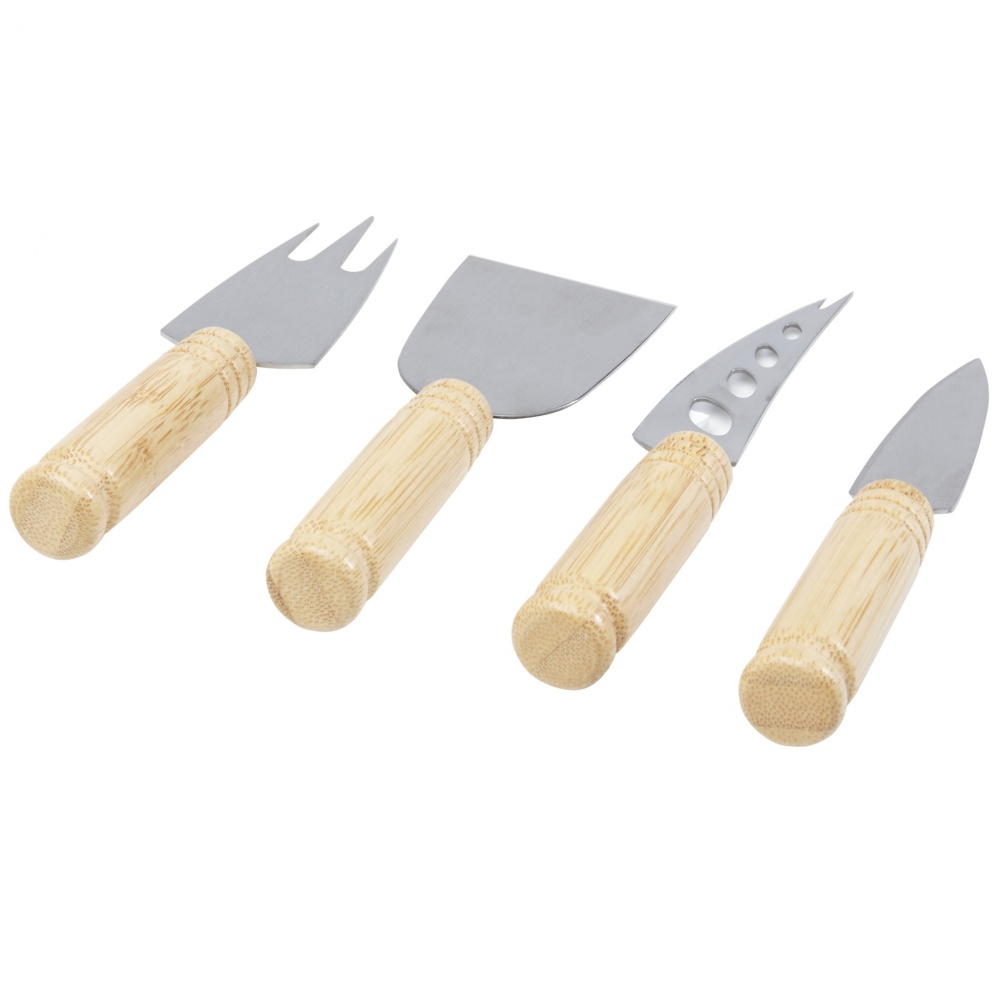 Logo trade promotional merchandise picture of: Cheds 4-piece bamboo cheese set
