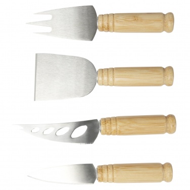 Logo trade business gifts image of: Cheds 4-piece bamboo cheese set