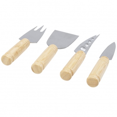 Logo trade promotional merchandise image of: Cheds 4-piece bamboo cheese set