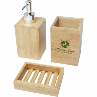 Logo trade advertising products picture of: Hedon 3-piece bamboo bathroom set