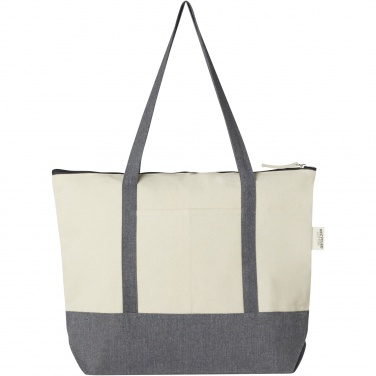 Logo trade business gift photo of: Repose 320 g/m² recycled cotton zippered tote bag 10L